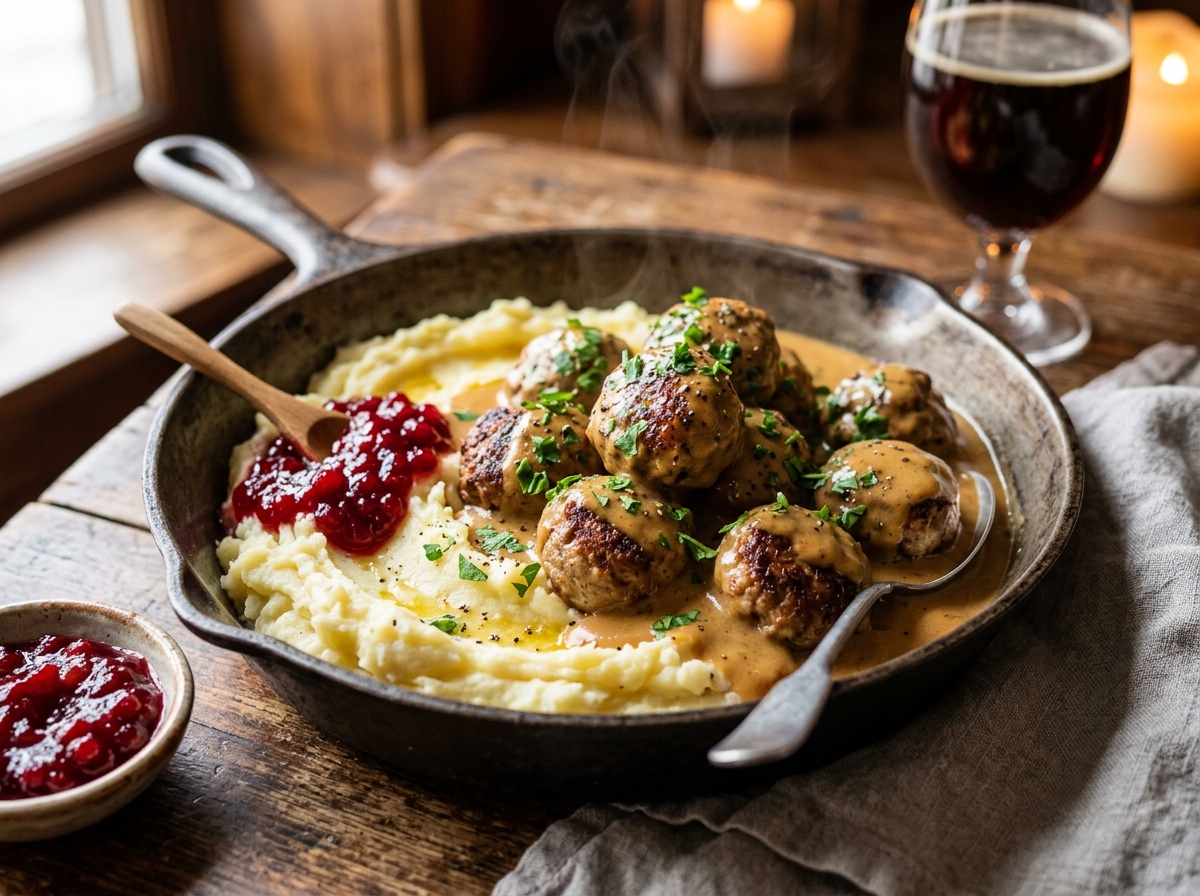 Authentic Swedish Meatballs with Creamy Brown Gravy