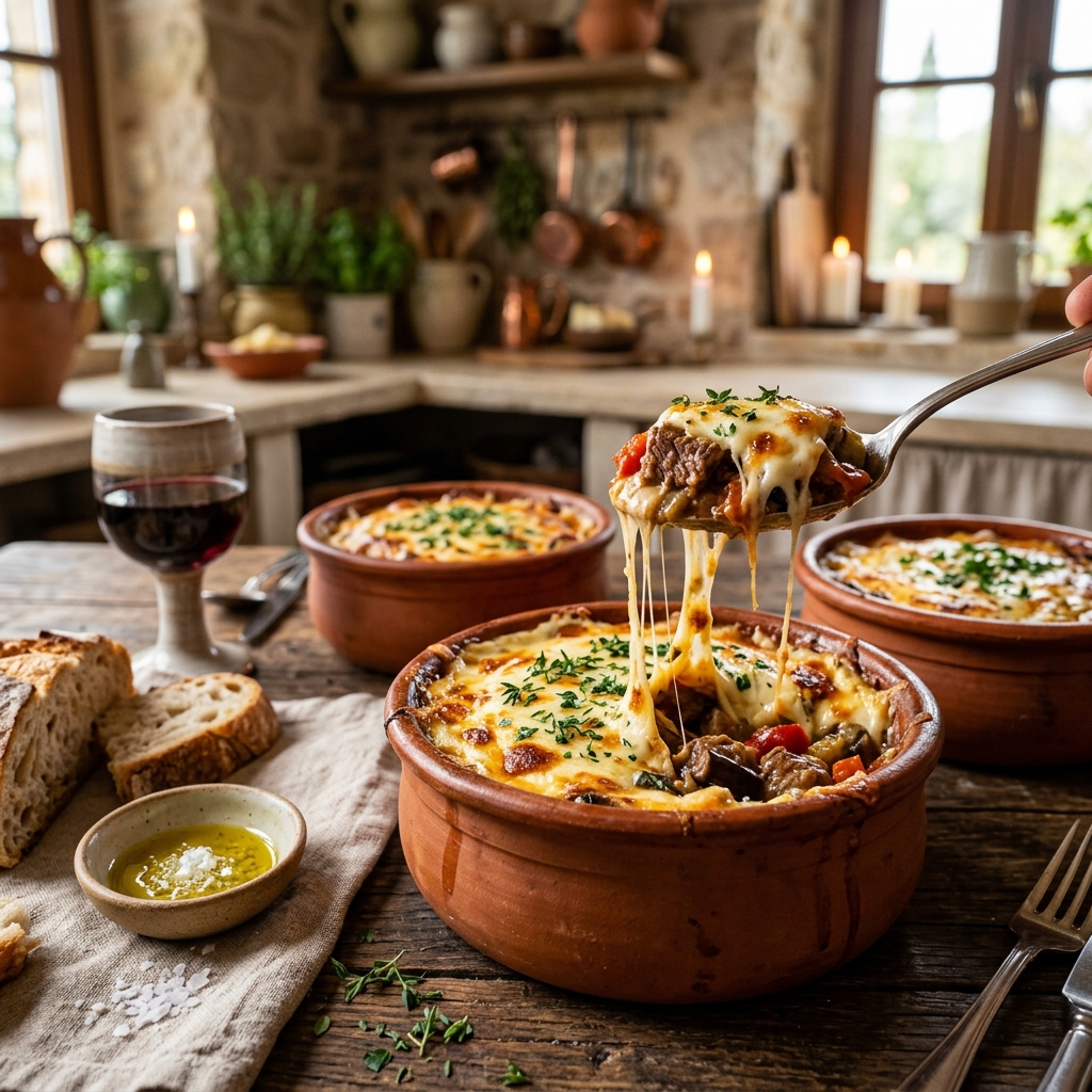 Béchamel Flower-Pot Kebab (Clay Pot Baked Meat & Eggplant)