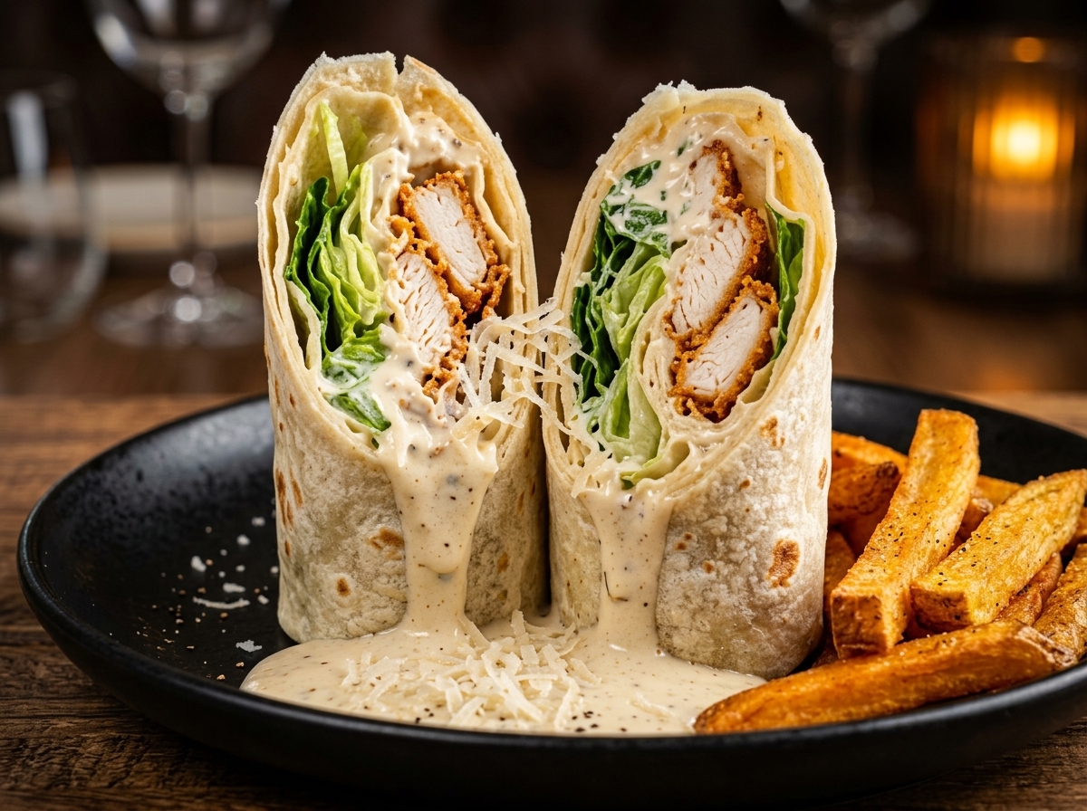 Dippable Chicken Cutlet Caesar Wrap 🌯
