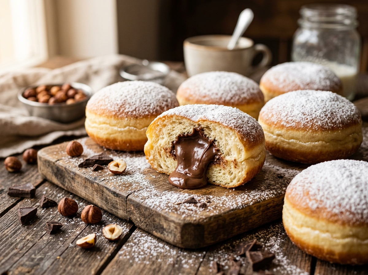 German Chocolate Berliner Doughnuts (Krapfen)