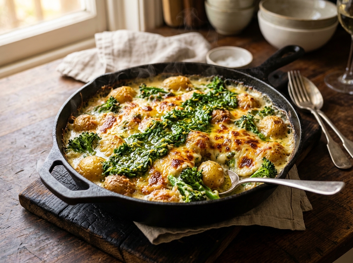 Creamy Potato & Broccolini Gratin