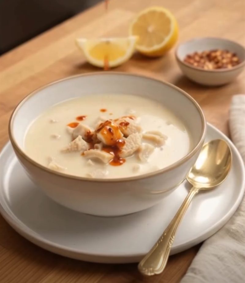 Creamy Turkish Tripe Soup with Chili Butter