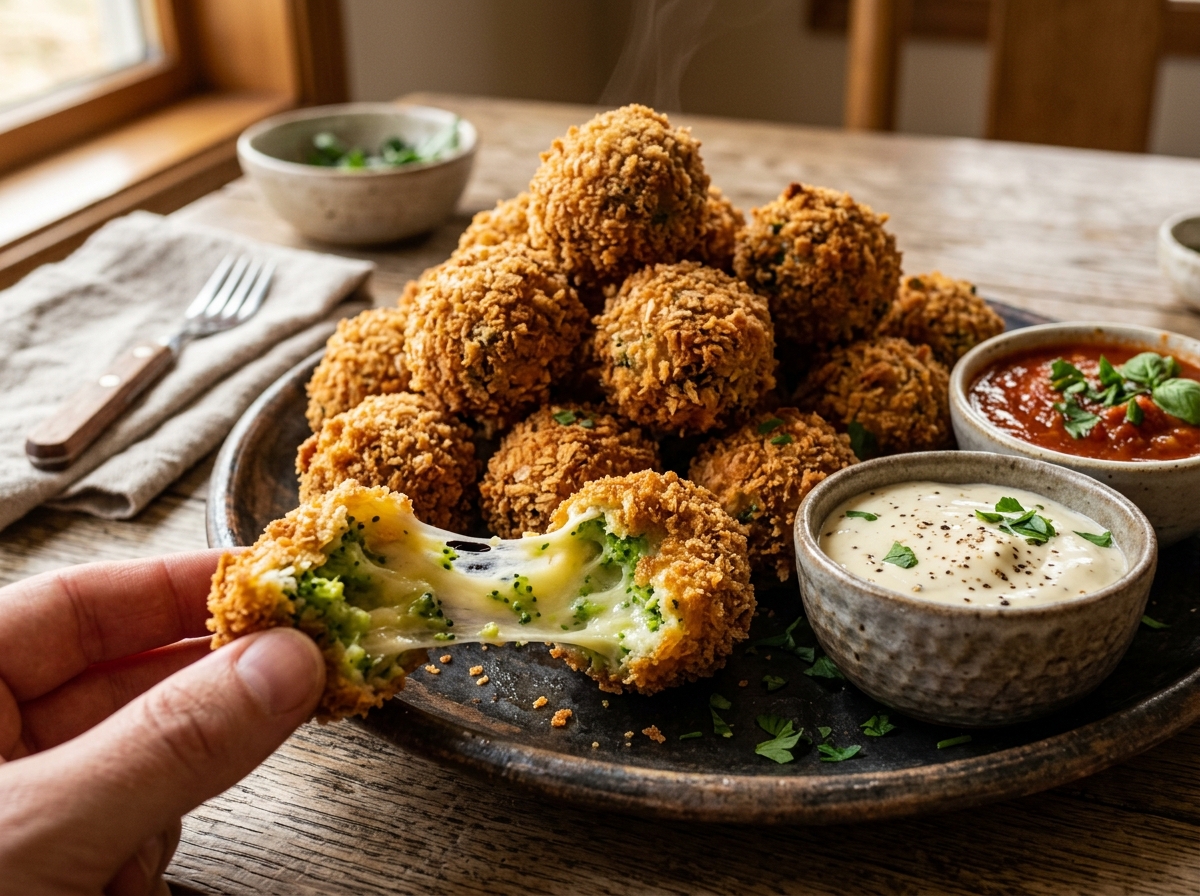 Crispy Golden Broccoli Cheddar Poppers