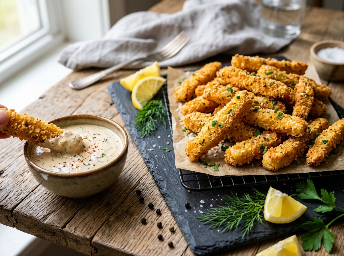 Crispy Chicken Fries with Creamy Dipping Sauce