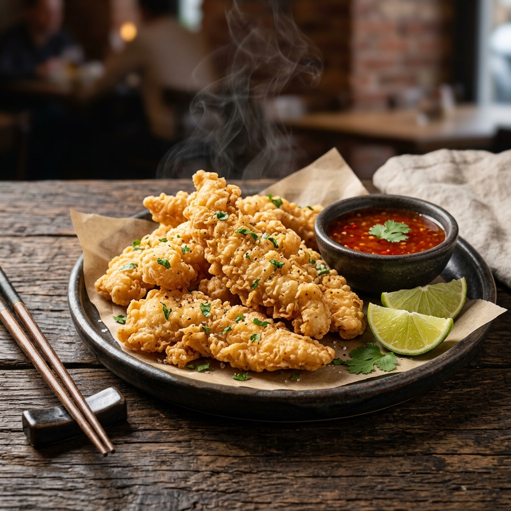 Chinese-Style Crispy Chicken Tenders with Cilantro Batter
