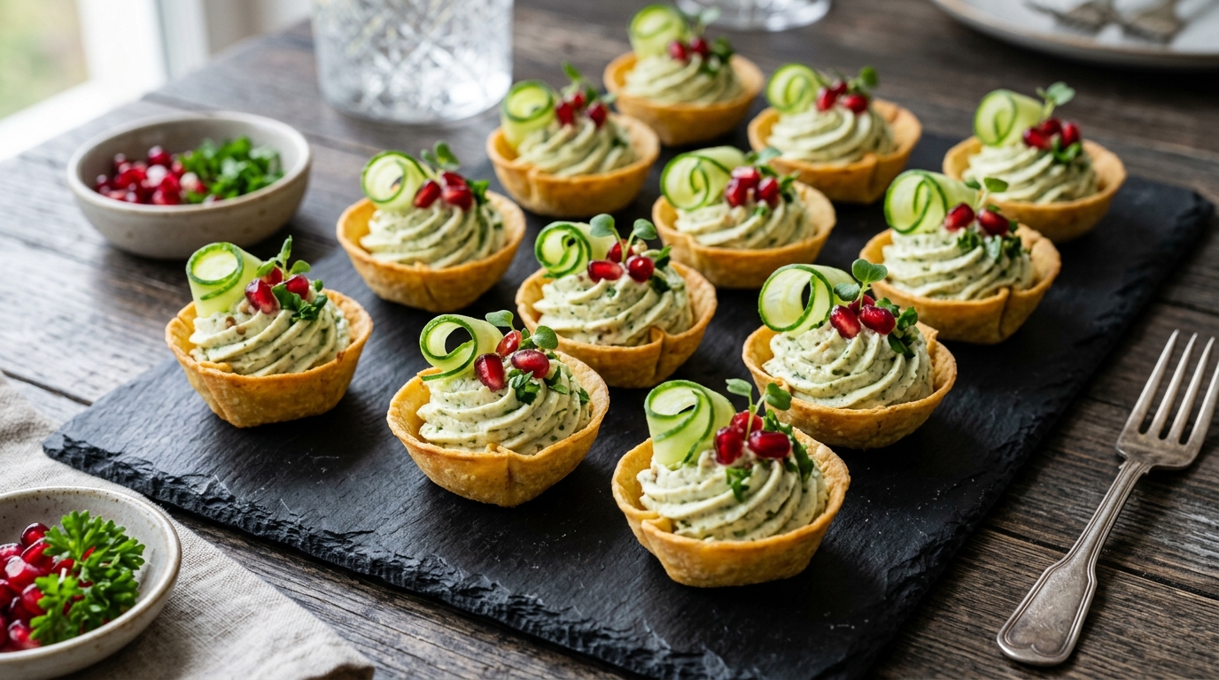 Crunchy Whipped Herb, Walnut & Olive Tortilla Bites