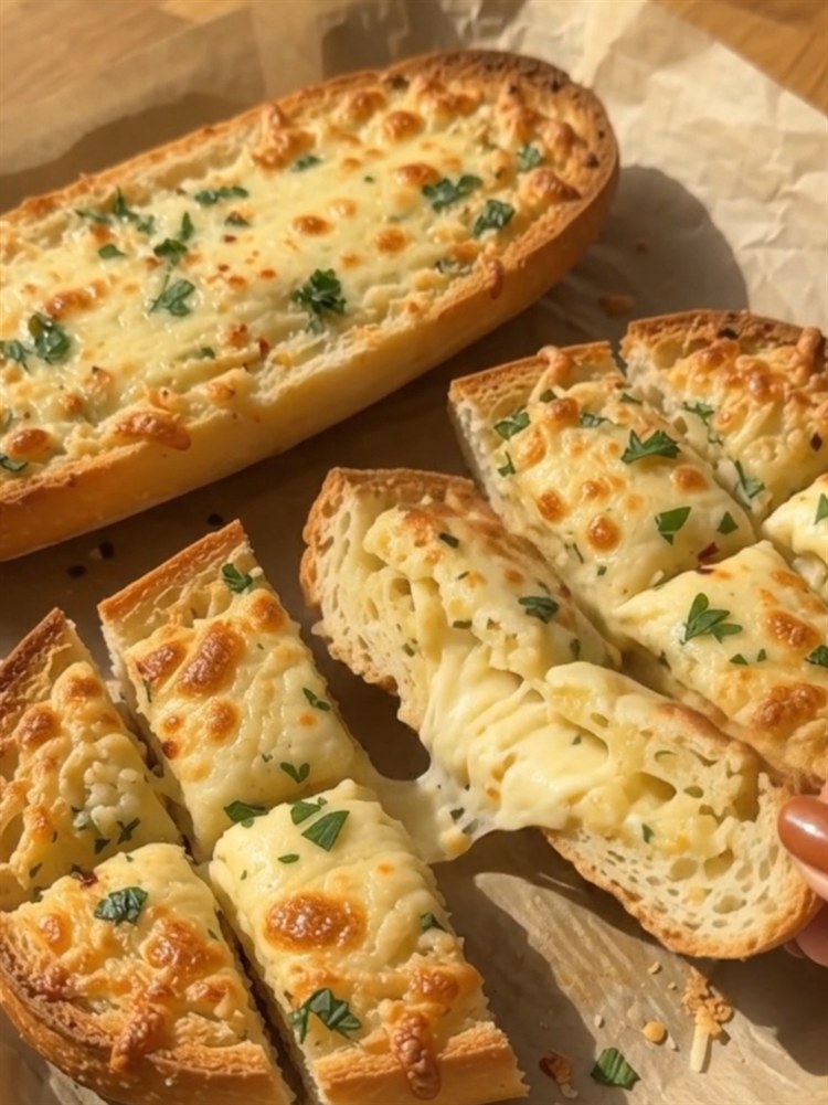 Golden Garlic Cheese Bread (Cheesy Pull-Apart Loaf)