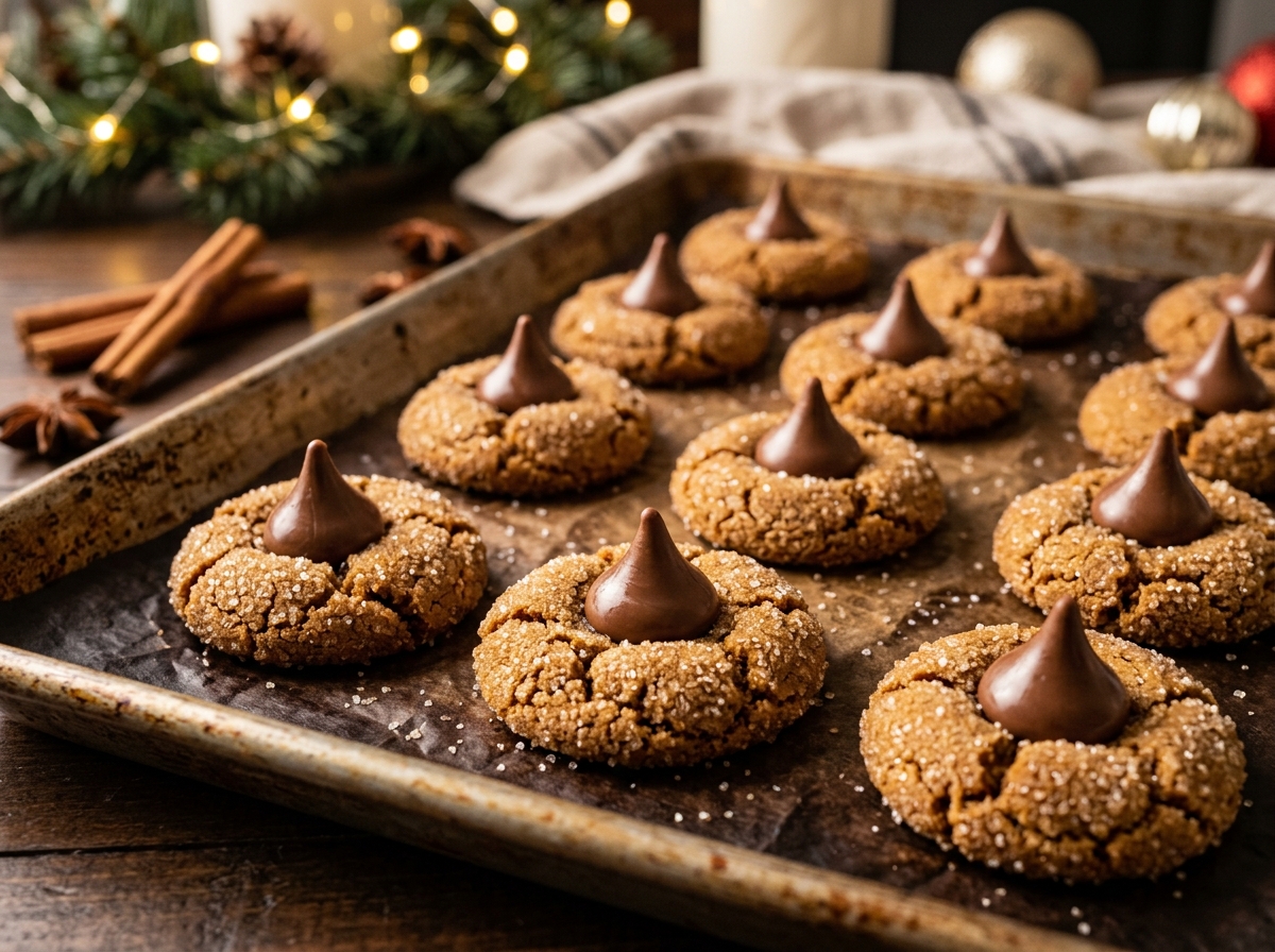 Gingerbread Kiss Cookies 🎄✨