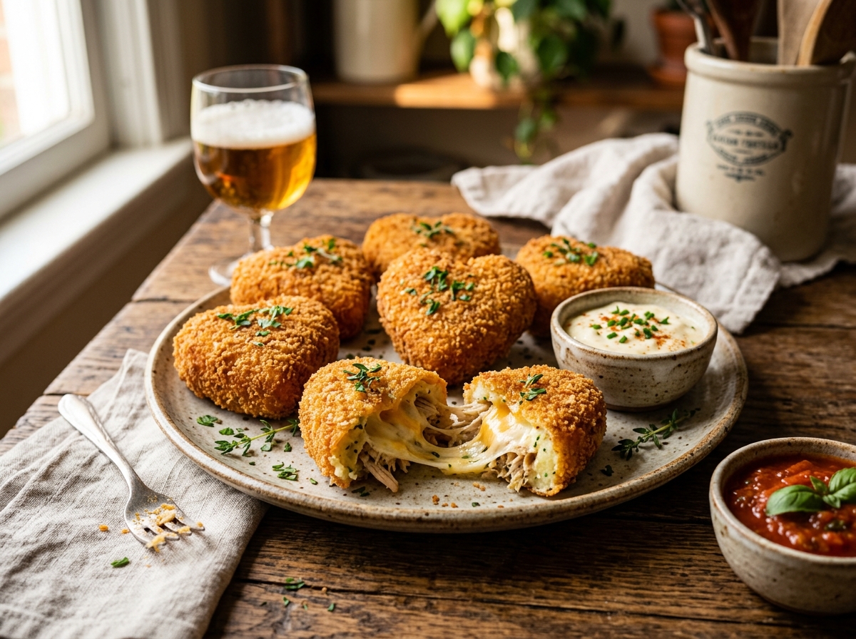 Heart-Shaped Potato Croquettes with Chicken and Cheese 🧡🧀🥔✨