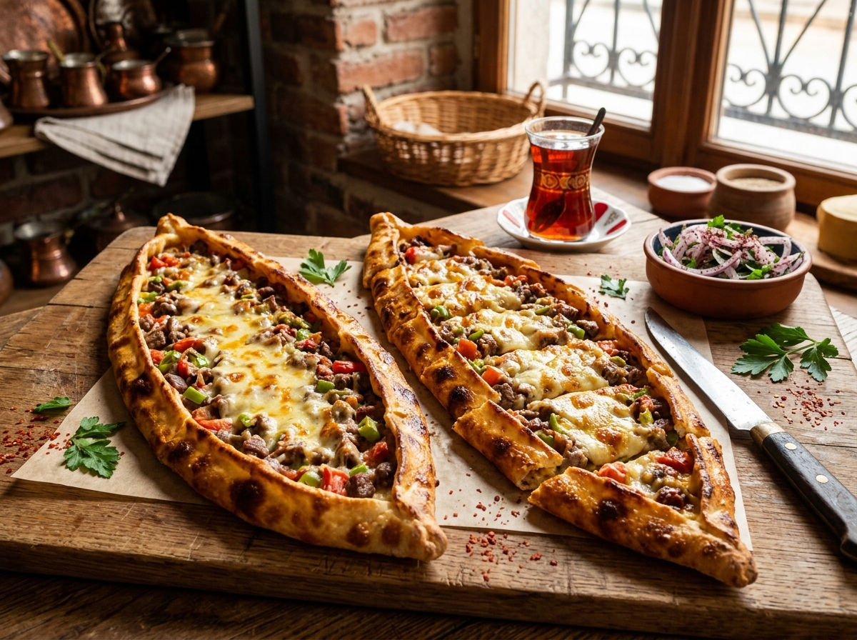 Mediterranean Diced Beef & Cheese Flatbread Boats 🥩🧀🥖
