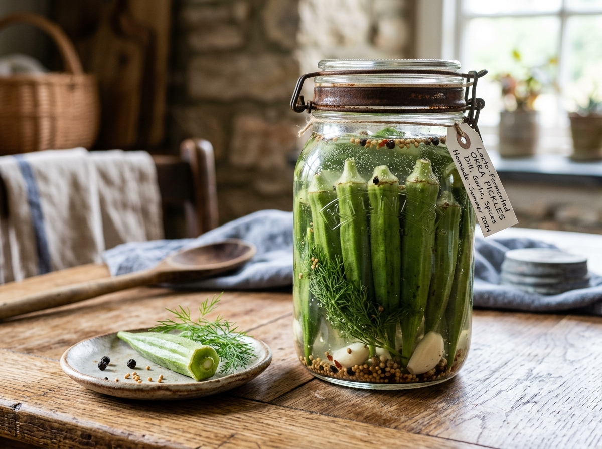 Lacto-Fermented Probiotic Okra Pickles