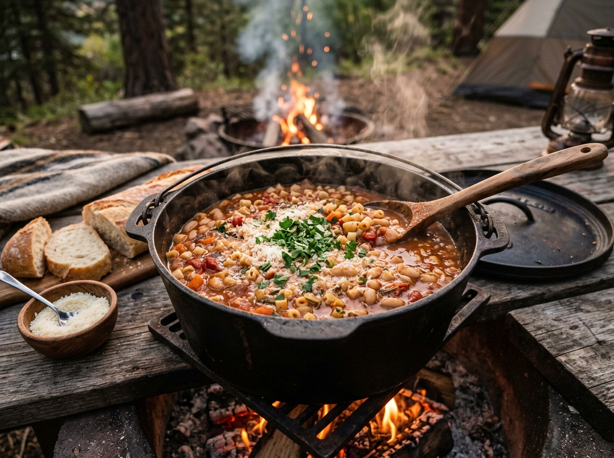 Pasta e Fagioli (Outdoor Campfire & Skillet Pan Style) 🍲🔥