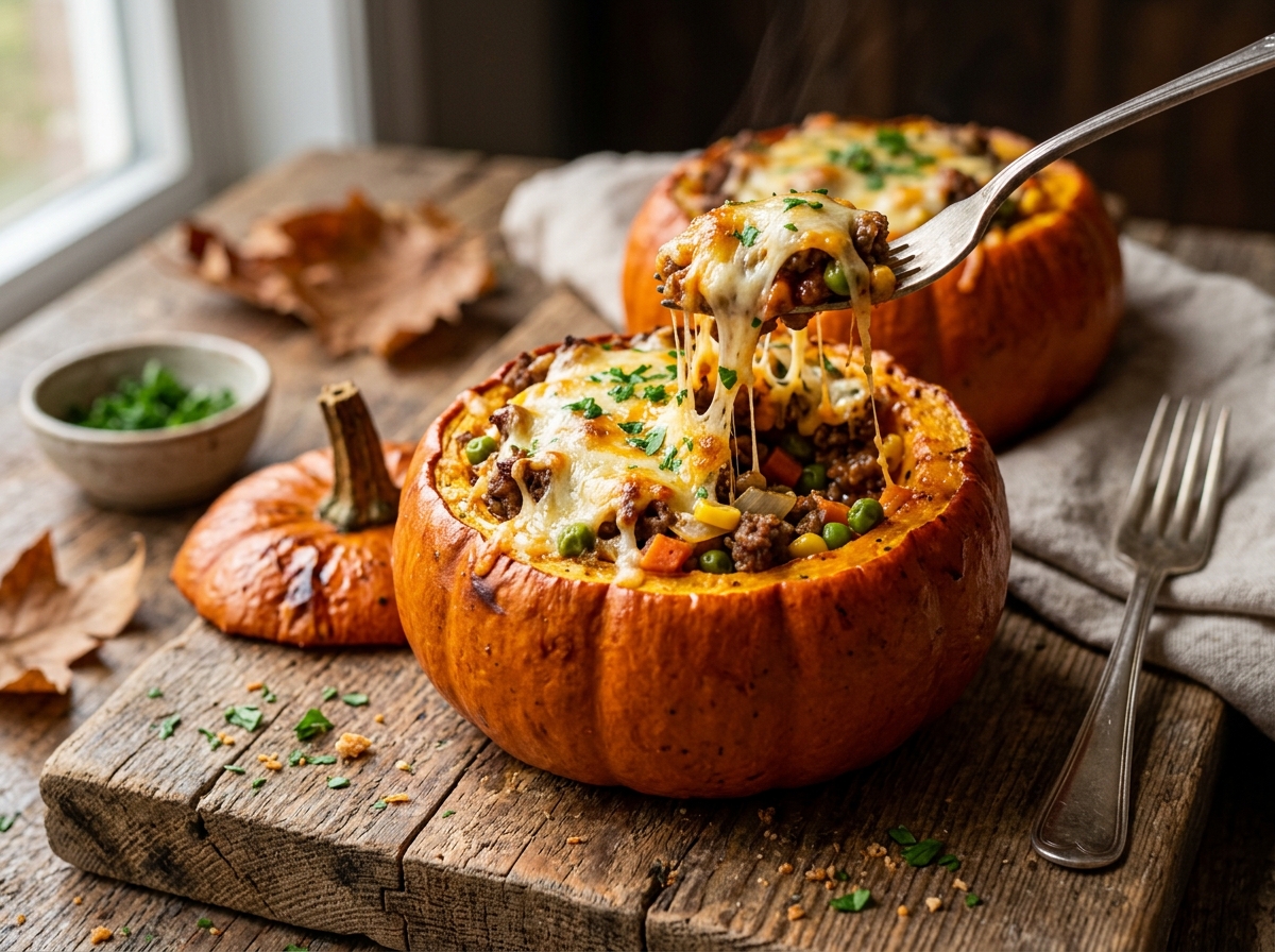 Cheesy Stuffed Mini Pumpkins with Minced Meat 🎃🧀🥩✨