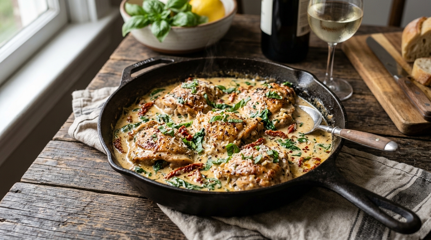 Creamy Tuscan Garlic Chicken Skillet